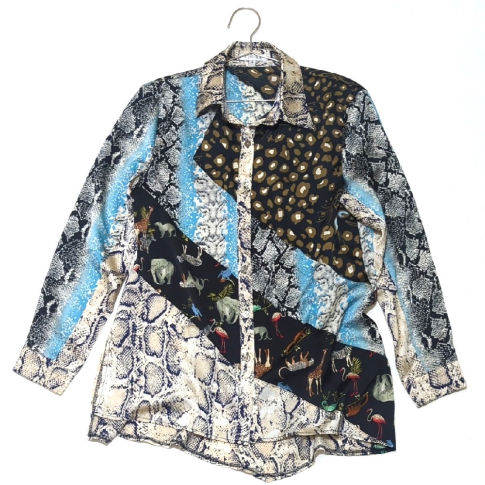 Adore | Button Up Blouse | Reptile | Retro | Animal Print | Flowy | Lightweight